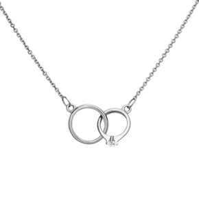 Колье «Два кольца» из белого золота с фианитом 07-0183-00-401-1120-03