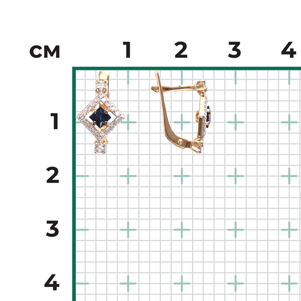 Серьги с английским замком из красного золота с сапфиром и бриллиантами 02-0843-00-105-1110-30