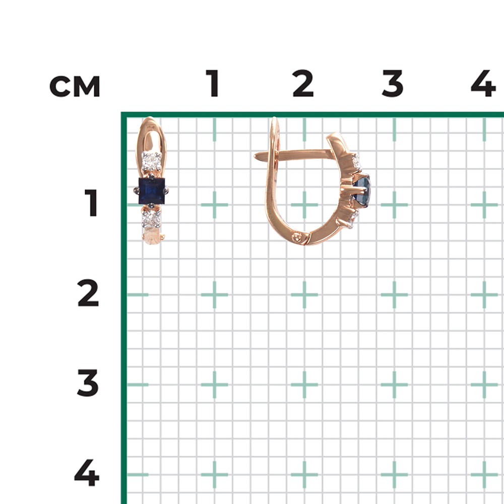 Серьги с английским замком из красного золота с сапфиром и бриллиантами 02-0844-00-105-1110-30