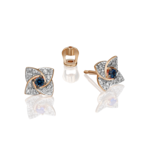 Серьги-пусеты из красного золота с сапфиром и бриллиантами 02-0845-00-105-1110-30