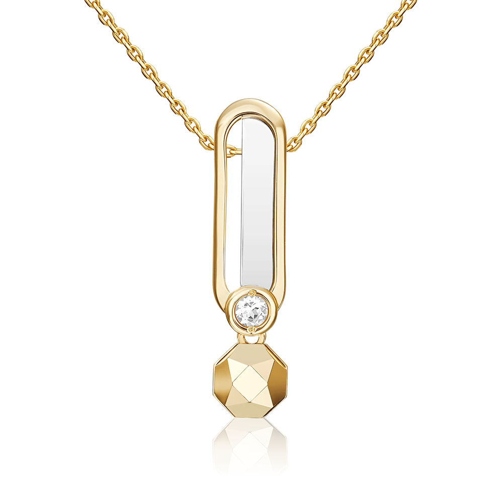 Подвеска из комбинированного золота с натуральным топазом white 03-3383-00-201-1121