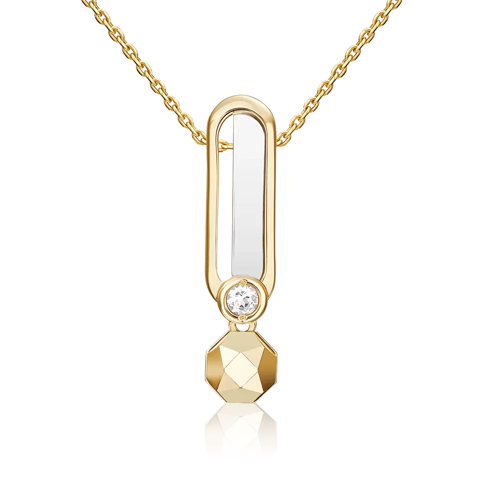 Подвеска из комбинированного золота с натуральным топазом white 03-3383-00-201-1121