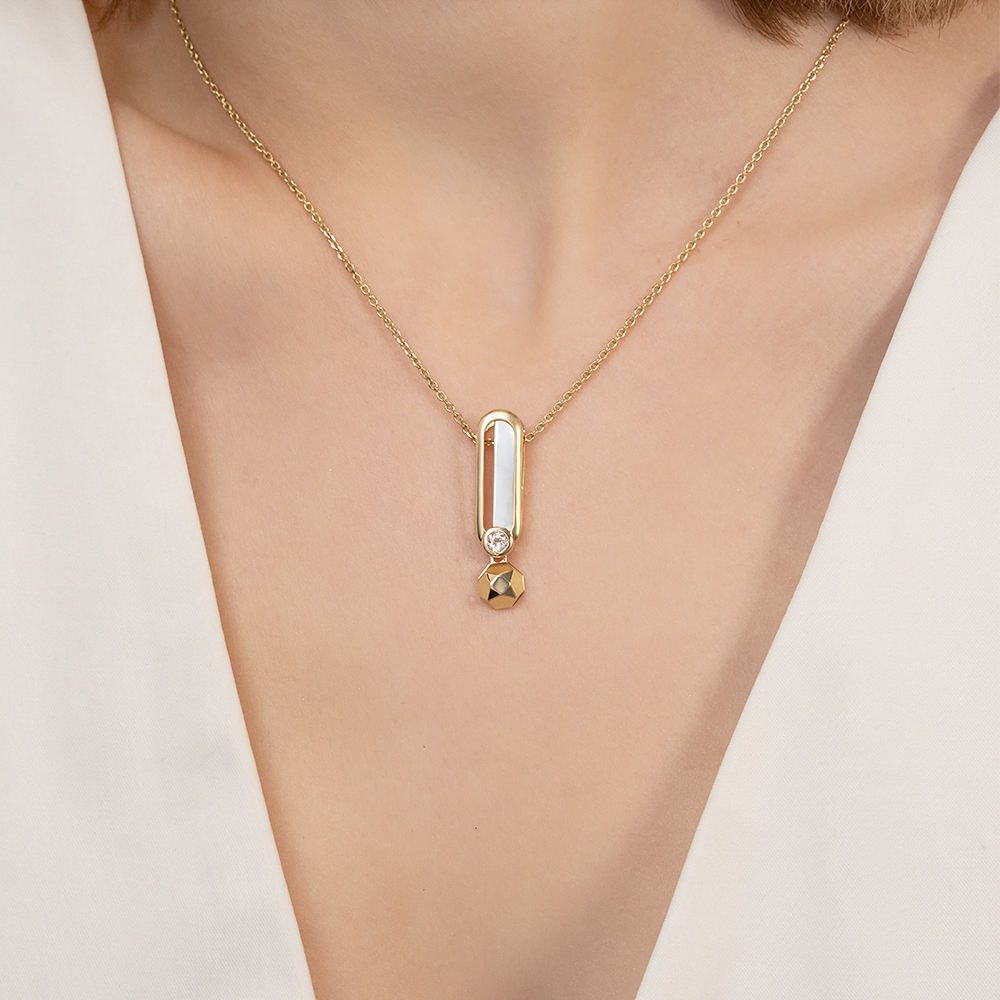 Подвеска из комбинированного золота с натуральным топазом white 03-3383-00-201-1121