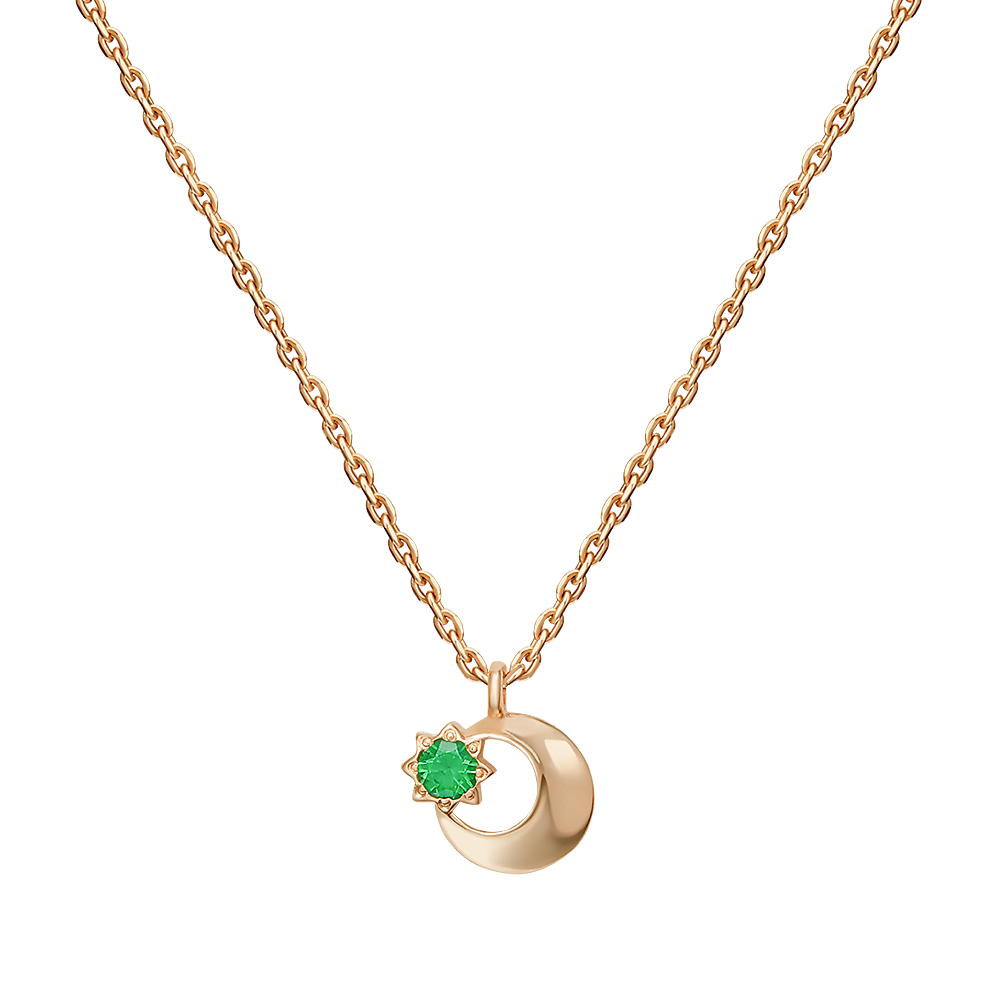 Колье «Мусульманский полумесяц» из красного золота с фианитом 07-0157-00-404-1110-03