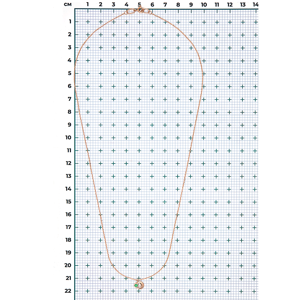 Колье «Мусульманский полумесяц» из красного золота с фианитом 07-0157-00-404-1110-03