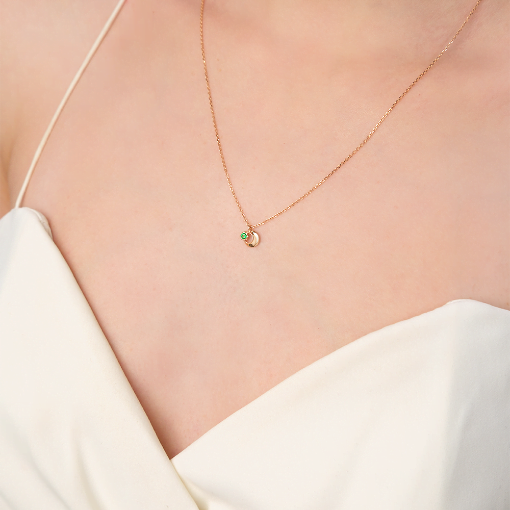 Колье «Мусульманский полумесяц» из красного золота с фианитом 07-0157-00-404-1110-03