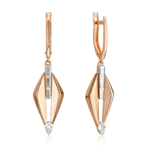 Серьги с английским замком из комбинированного золота с натуральным топазом white 02-5022-00-201-1111