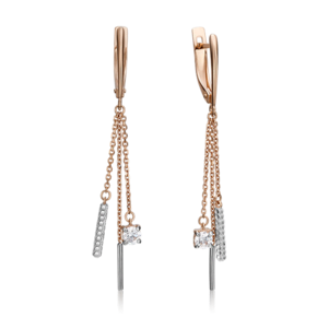 Серьги с английским замком из комбинированного золота с фианитом 02-4312-00-501-1111-38