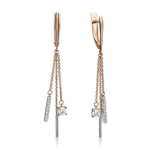 Серьги с английским замком из комбинированного золота с фианитом 02-4312-00-501-1111-38