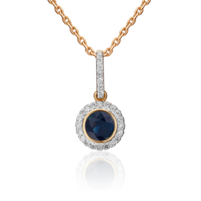 Подвеска из красного золота с сапфиром и бриллиантами 03-0409-00-105-1110-30