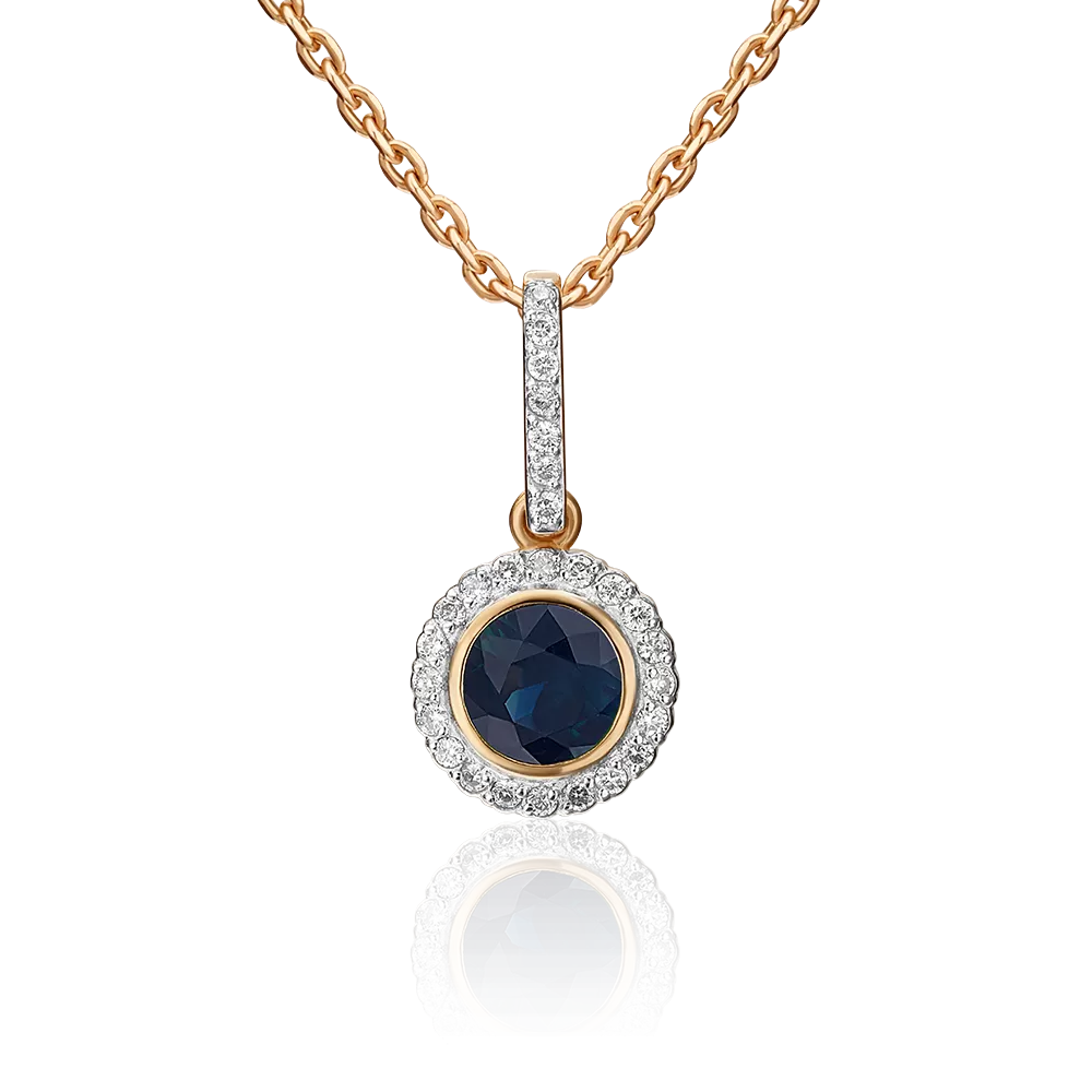 Подвеска из красного золота с сапфиром и бриллиантами 03-0409-00-105-1110-30