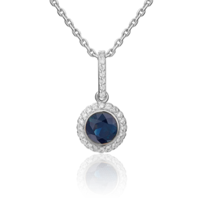 Подвеска из белого золота с сапфиром и бриллиантами 03-0410-00-105-1120-30