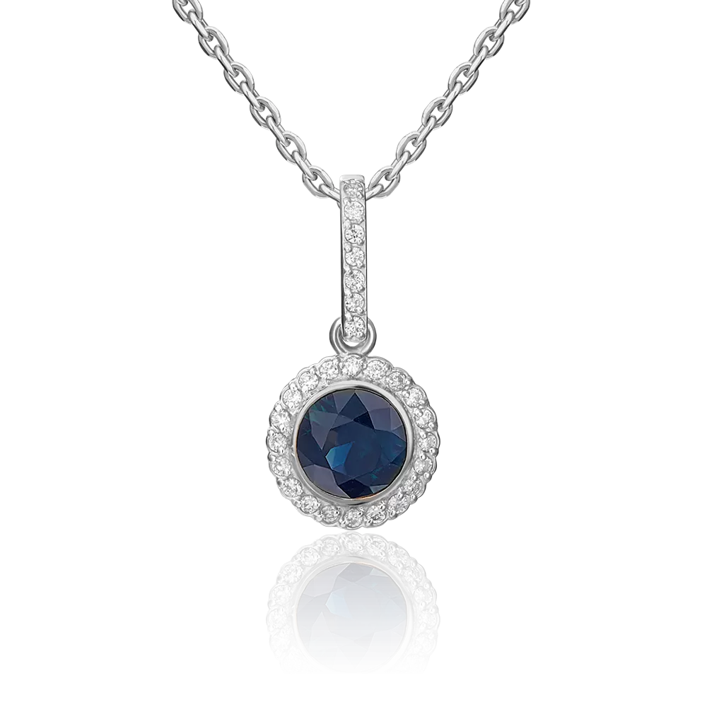Подвеска из белого золота с сапфиром и бриллиантами 03-0410-00-105-1120-30