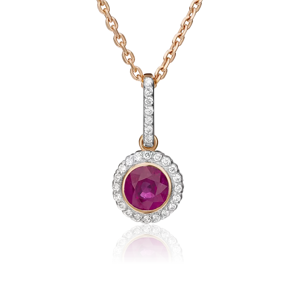 Подвеска из красного золота с рубином и бриллиантами 03-0409-00-107-1110-30