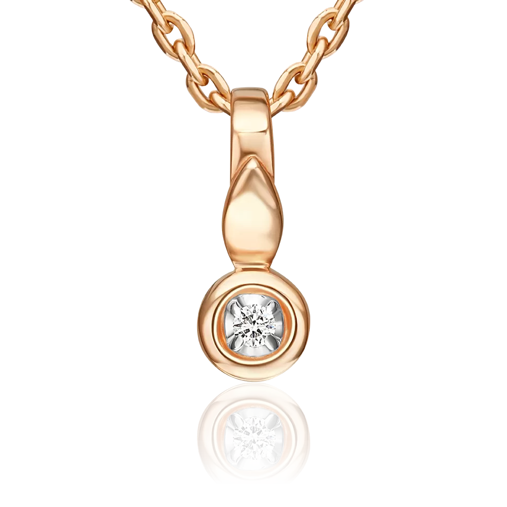 Подвеска из красного золота с бриллиантом 03-3688-00-101-1110
