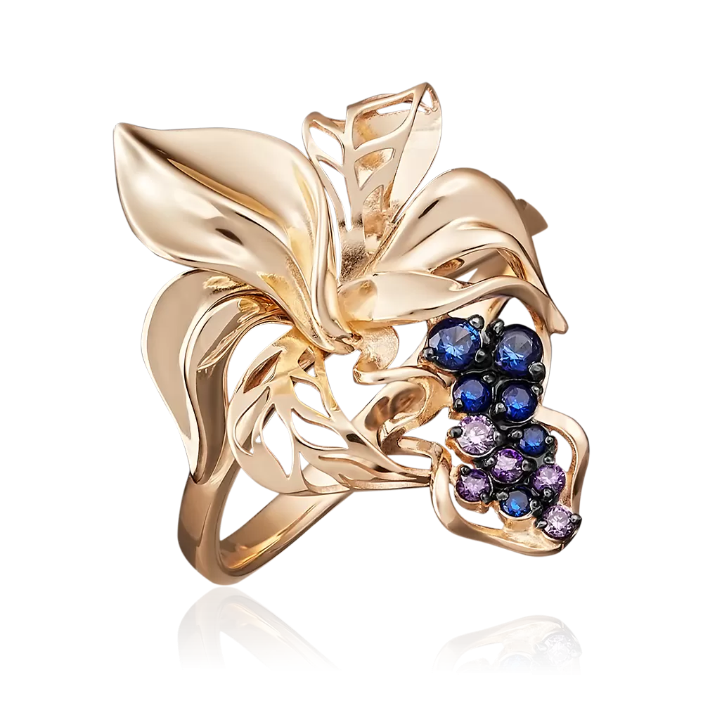 Кольцо из красного золота с фианитами 01-4988-01-404-1110-48