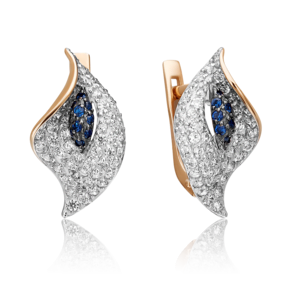 Серьги «Каллы» с английским замком из красного золота с фианитами 02-3356-00-404-1110-24