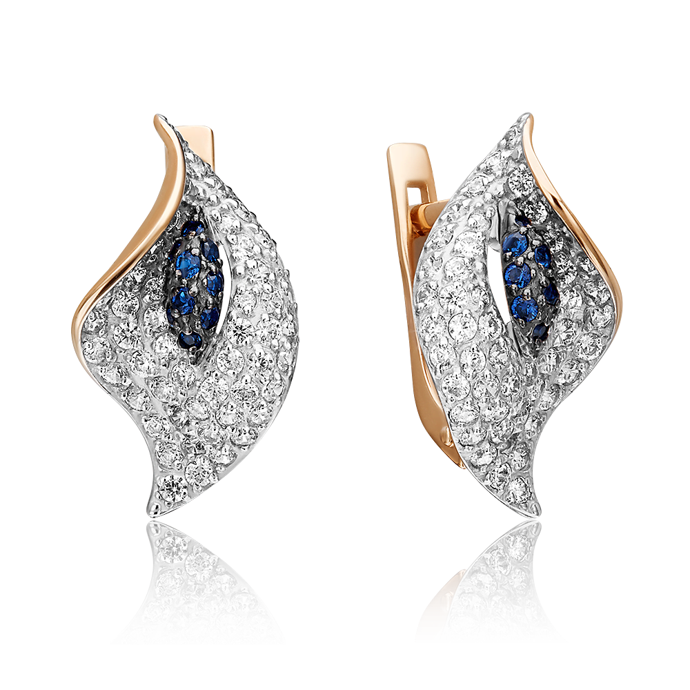 Серьги «Каллы» с английским замком из красного золота с фианитами 02-3356-00-404-1110-24