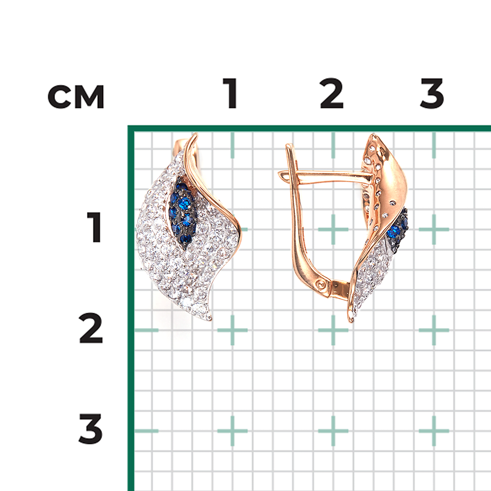 Серьги «Каллы» с английским замком из красного золота с фианитами 02-3356-00-404-1110-24