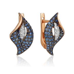 Серьги «Каллы» с английским замком из красного золота с фианитами 02-3356-01-404-1110-24