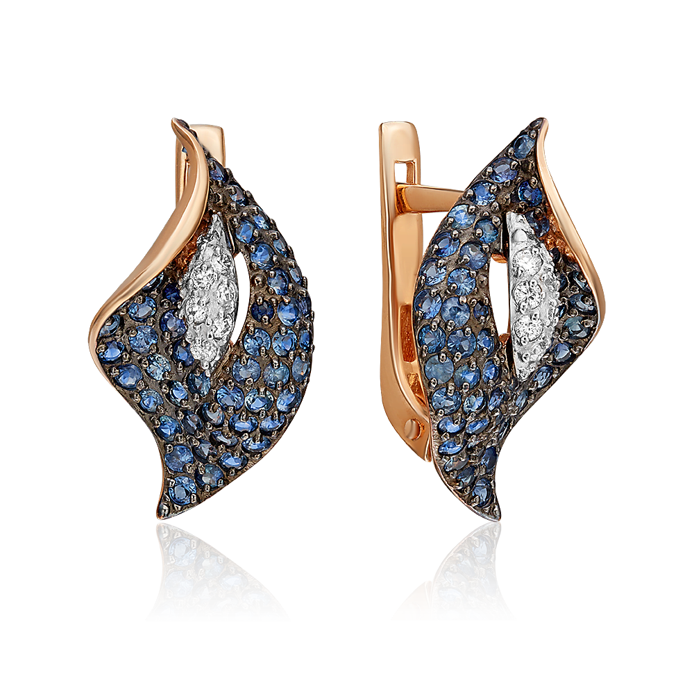 Серьги «Каллы» с английским замком из красного золота с фианитами 02-3356-01-404-1110-24