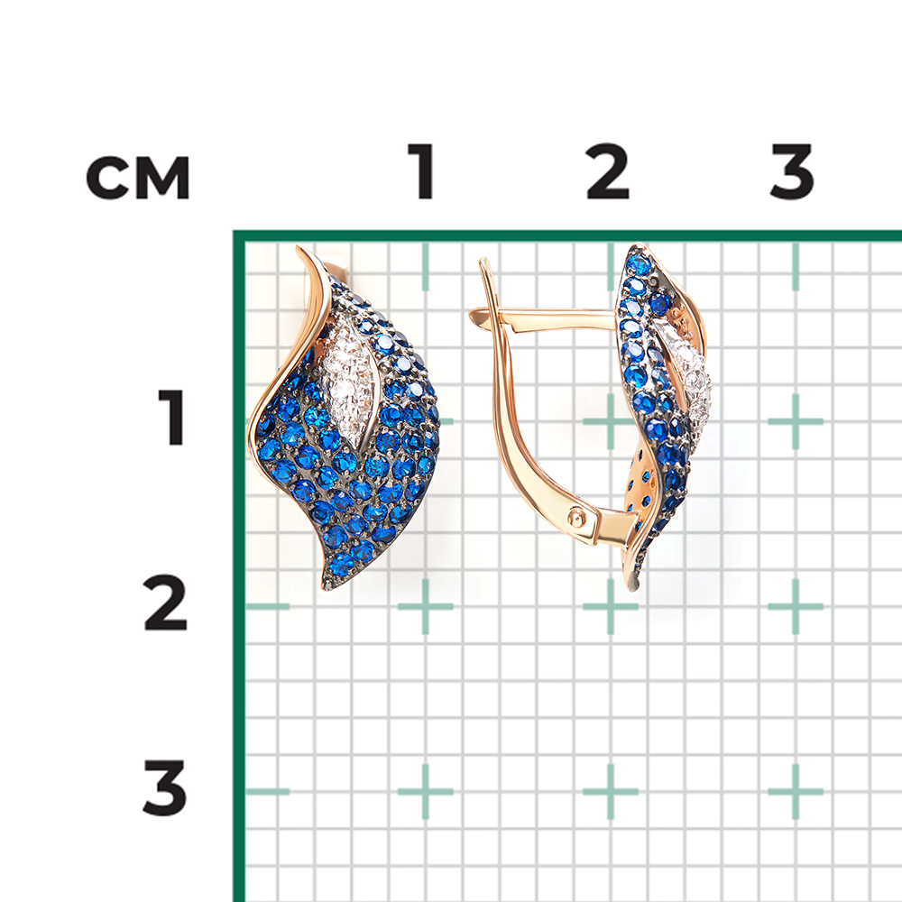 Серьги «Каллы» с английским замком из красного золота с фианитами 02-3356-01-404-1110-24