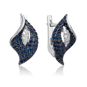 Серьги «Каллы» с английским замком из белого золота с фианитами 02-3356-01-404-1120-24