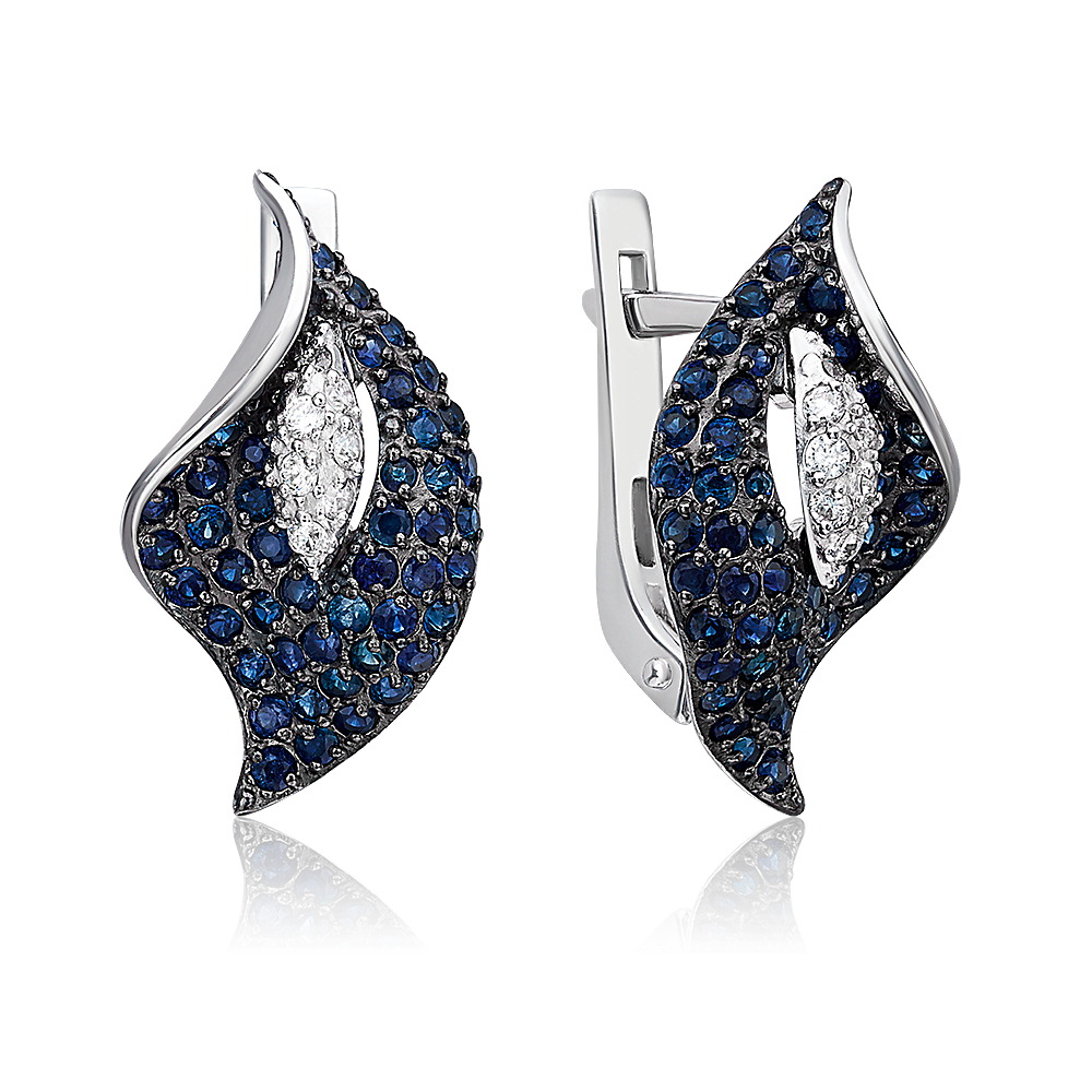 Серьги «Каллы» с английским замком из белого золота с фианитами 02-3356-01-404-1120-24