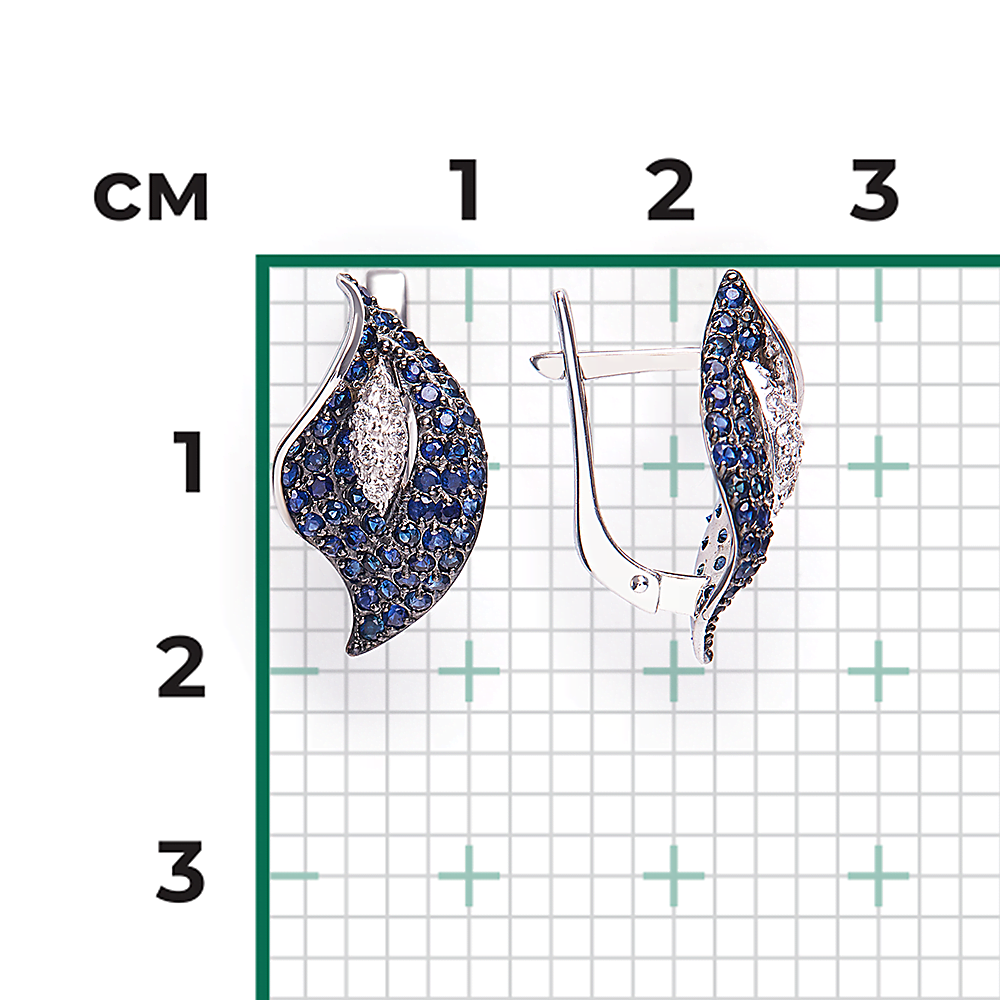 Серьги «Каллы» с английским замком из белого золота с фианитами 02-3356-01-404-1120-24