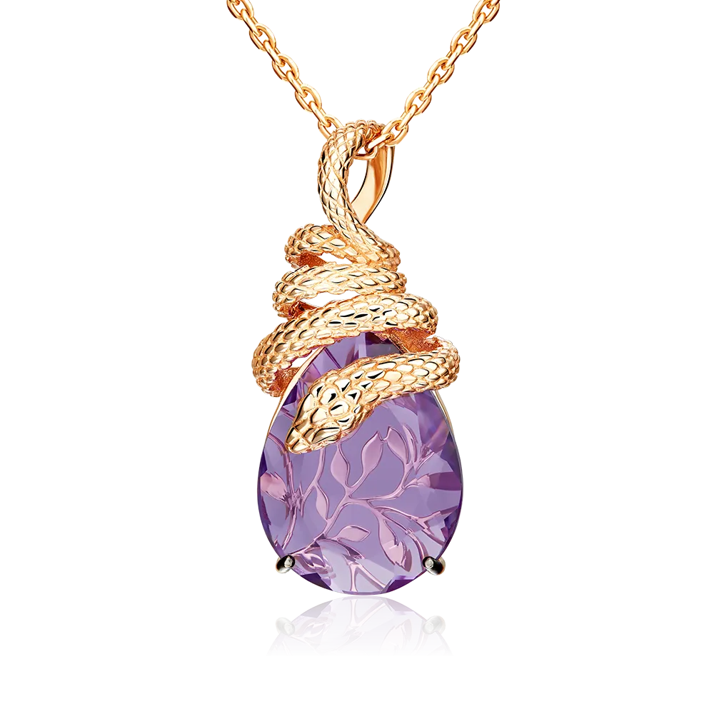 Подвеска «Таинственная змея» из красного золота с аметистом 03-3492-00-203-1110