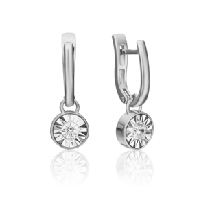 Серьги с английским замком из белого золота с фианитом 02-4531-00-501-1120-38