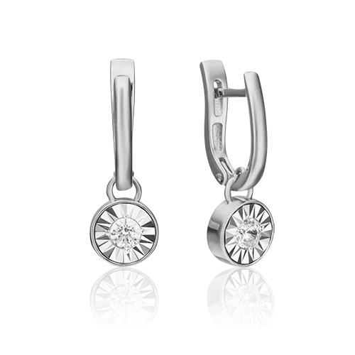 Серьги с английским замком из белого золота с фианитом 02-4531-00-501-1120-38