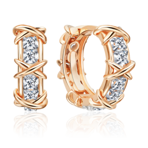 Серьги с английским замком из красного золота с фианитами 02-5548-00-401-1110