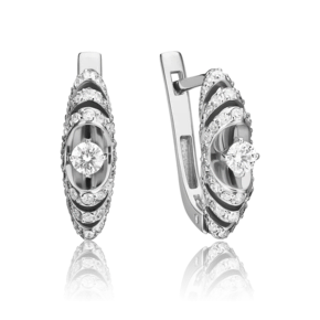 Серьги с английским замком из белого золота с бриллиантами 02-3446-00-101-1120-30