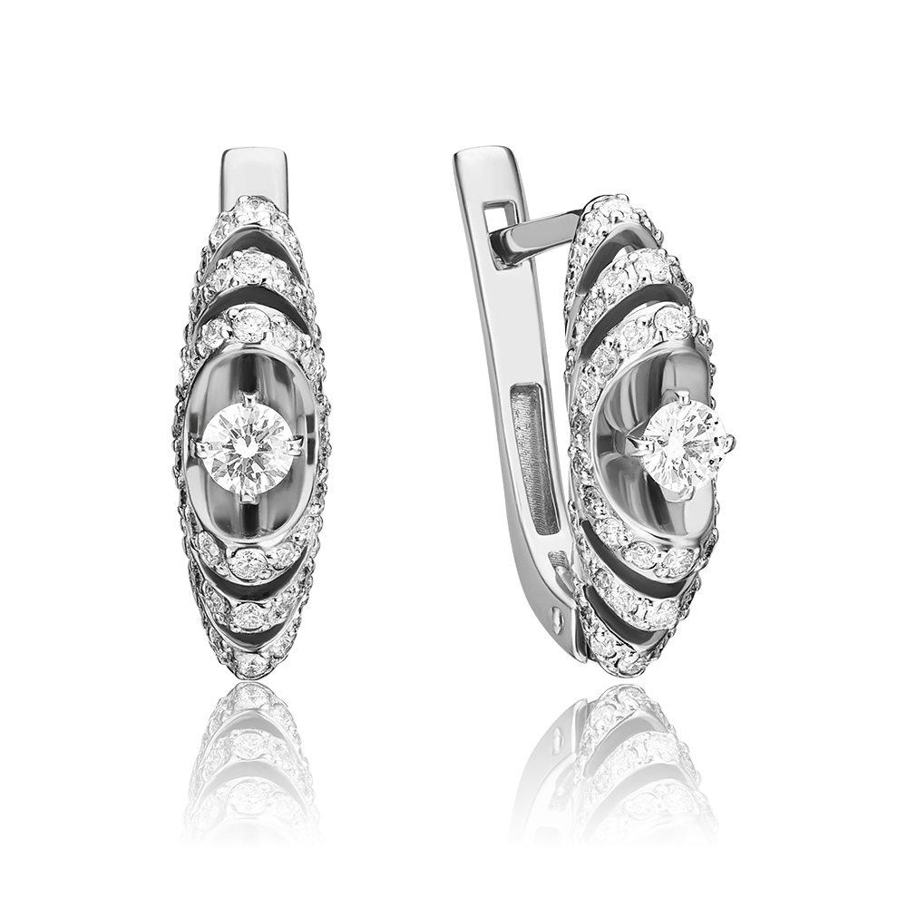 Серьги с английским замком из белого золота с бриллиантами 02-3446-00-101-1120-30