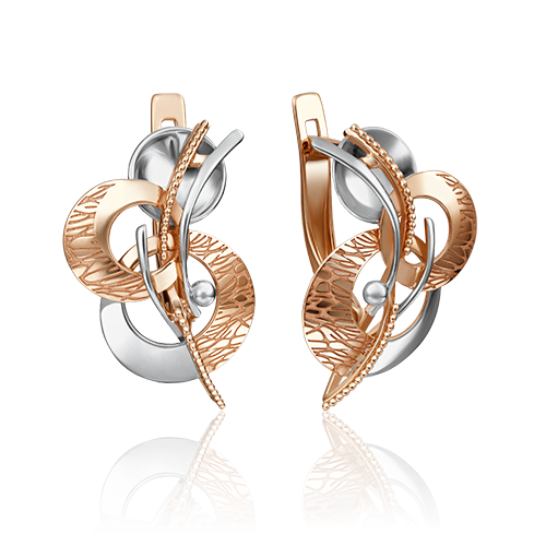 Серьги с английским замком из комбинированного золота 02-4158-00-000-1111-48