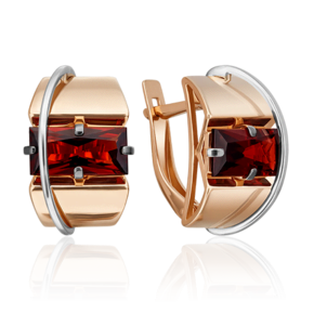 Серьги с английским замком из комбинированного золота с гранатом 02-4423-00-204-1111-46