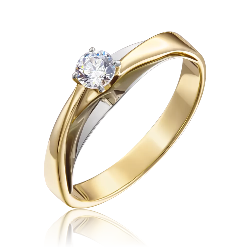 Помолвочное кольцо из комбинированного золота с фианитом 01-5241-00-501-1121-38