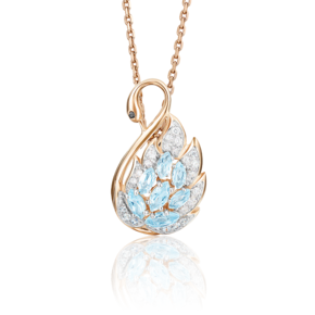 Подвеска «Лебедь» из красного золота с топазами и фианитами 03-2497-00-207-1110-46