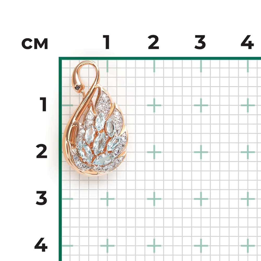 Подвеска «Лебедь» из красного золота с топазами и фианитами 03-2497-00-207-1110-46