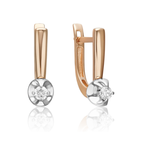 Серьги с английским замком из комбинированного золота с бриллиантом 02-5357-00-101-1111