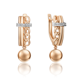 Серьги «Стильная фантазия» с английским замком из комбинированного золота с натуральными топазами white 02-4824-00-201-1111