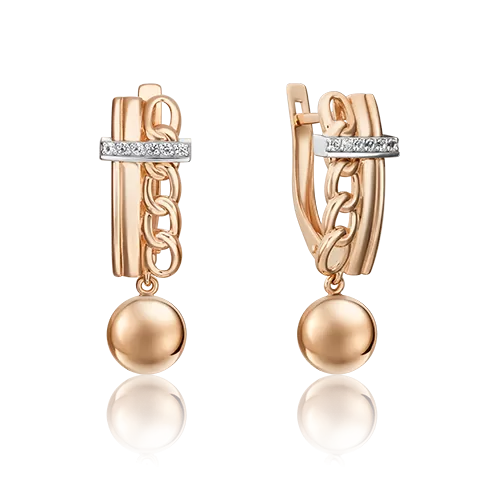 Серьги «Стильная фантазия» с английским замком из комбинированного золота с натуральными топазами white 02-4824-00-201-1111