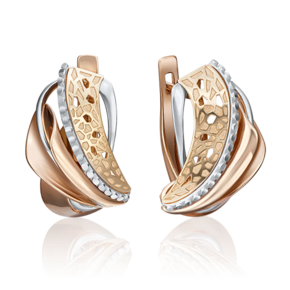 Серьги с английским замком из комбинированного золота 02-4205-00-000-1113-48