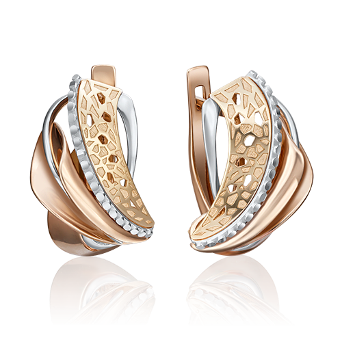 Серьги с английским замком из комбинированного золота 02-4205-00-000-1113-48