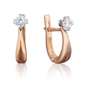 Серьги с английским замком из комбинированного золота с бриллиантом 02-0500-00-101-1111-30