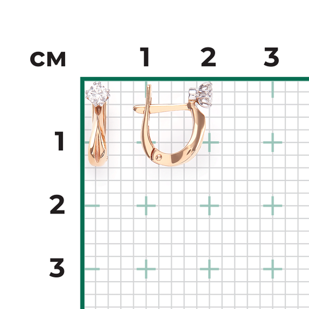 Серьги с английским замком из комбинированного золота с бриллиантом 02-0500-00-101-1111-30