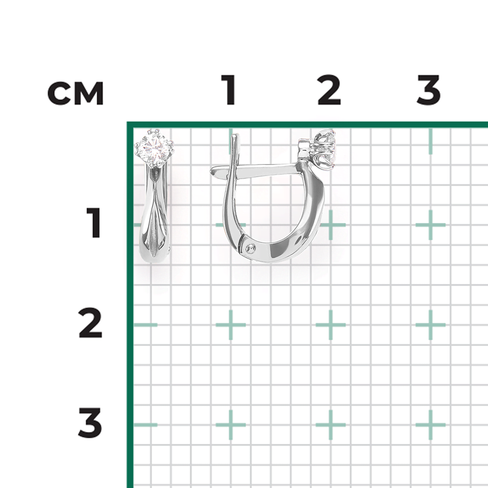 Серьги с английским замком из белого золота с бриллиантом 02-0501-00-101-1120-30