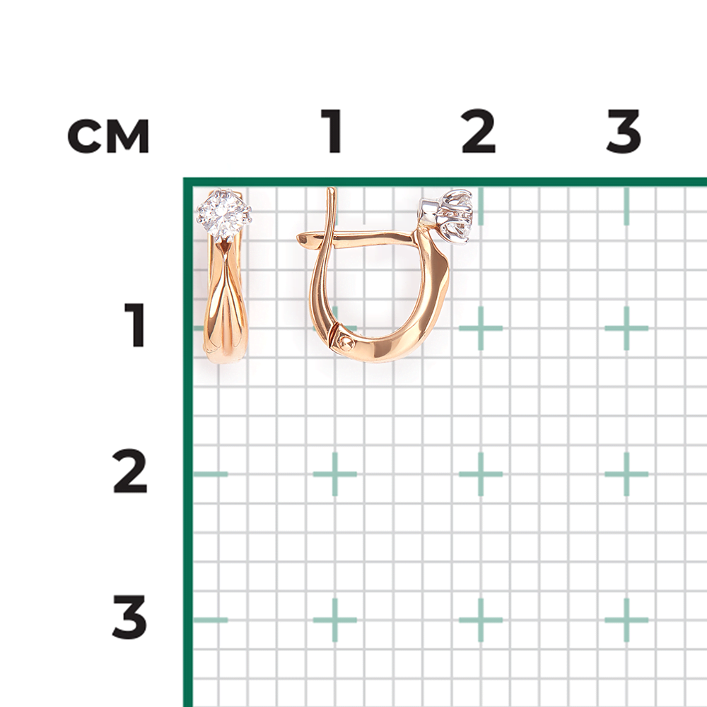 Серьги с английским замком из комбинированного золота с бриллиантом 02-0502-00-101-1111-30