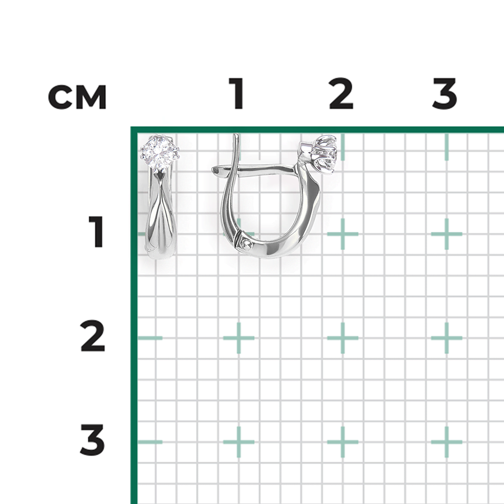 Серьги с английским замком из белого золота с бриллиантом 02-0503-00-101-1120-30